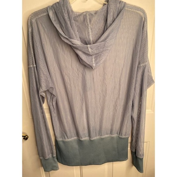 Soybu Activewear Blue Zip Up Mesh Hooded Jacket Size Medium - Picture 2 of 5